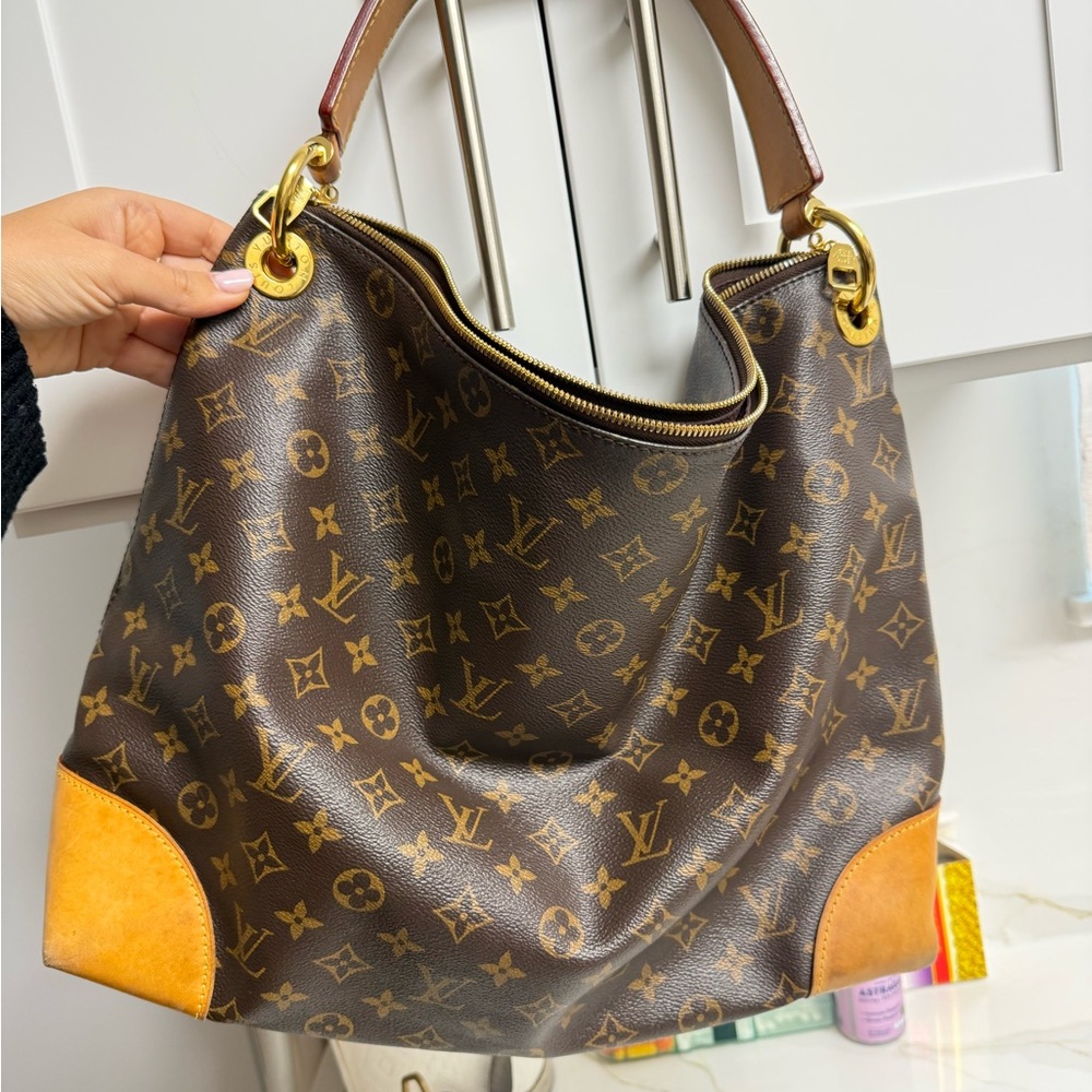 Louis Vuitton Monogram Canvas Hobo Bag with Tan Accents